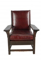 GUSTAV STICKLEY: OAK ARMCHAIRs