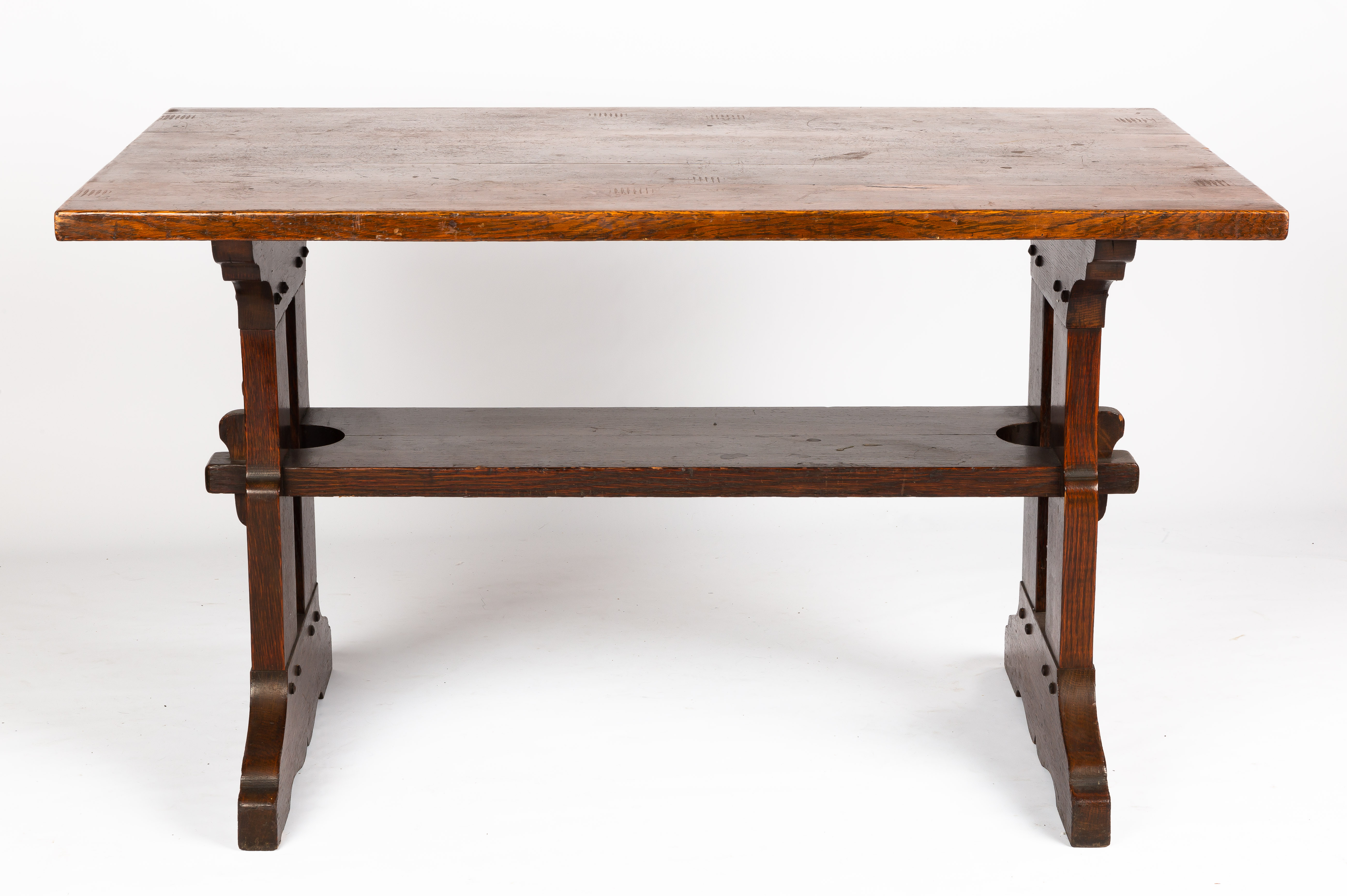 GUSTAV STICKLEY OAK TRESTLE TABLE