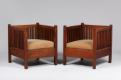 GUSTAV STICKLEY PAIR SPINDLED