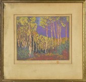 GUSTAVE BAUMANN WOODCUT, ASPEN