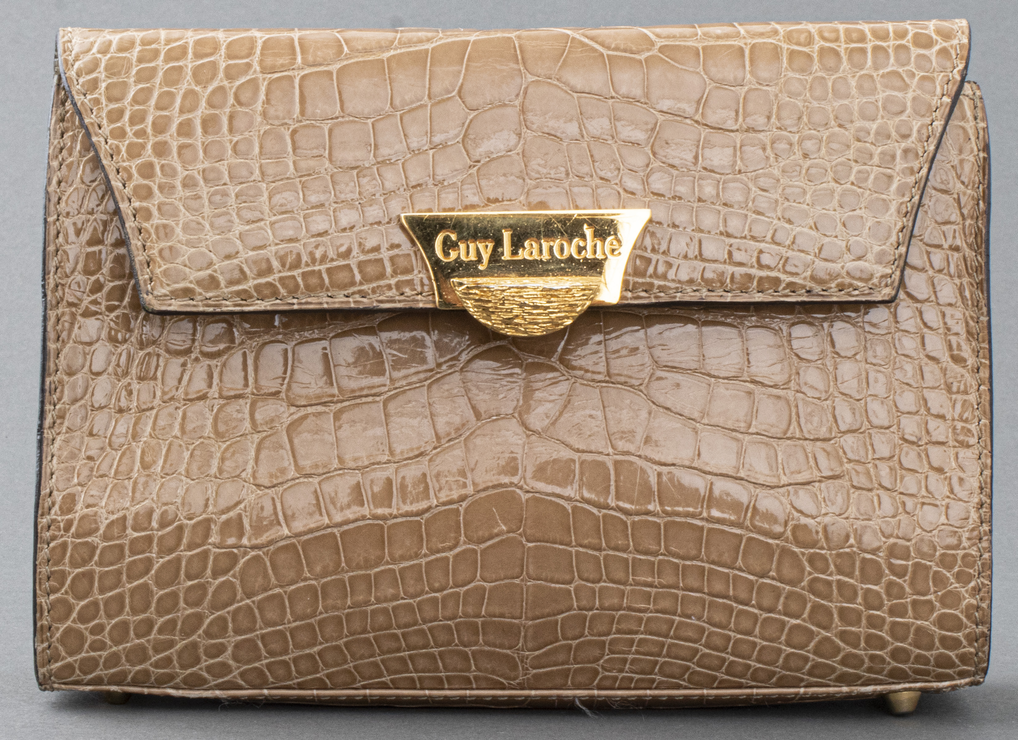 GUY LAROCHE TAN ALLIGATOR HANDBAG
