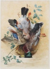 H. ALLOUARD WATERCOLOR STILL L