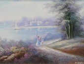 H. BAKER, LAKESIDE STROLL, OIL