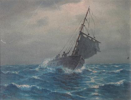 H. BRICKMAN  pair of oils  "SHIP AT