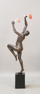 H. CALOT ART DECO BRONZE NUDE