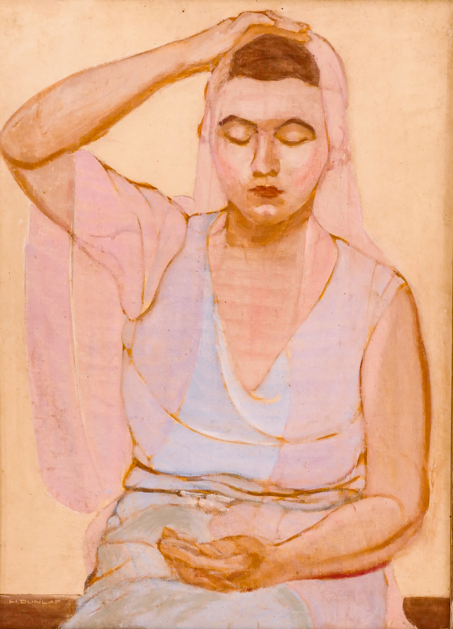 H. Dunlap Woman with Shawl Oil on