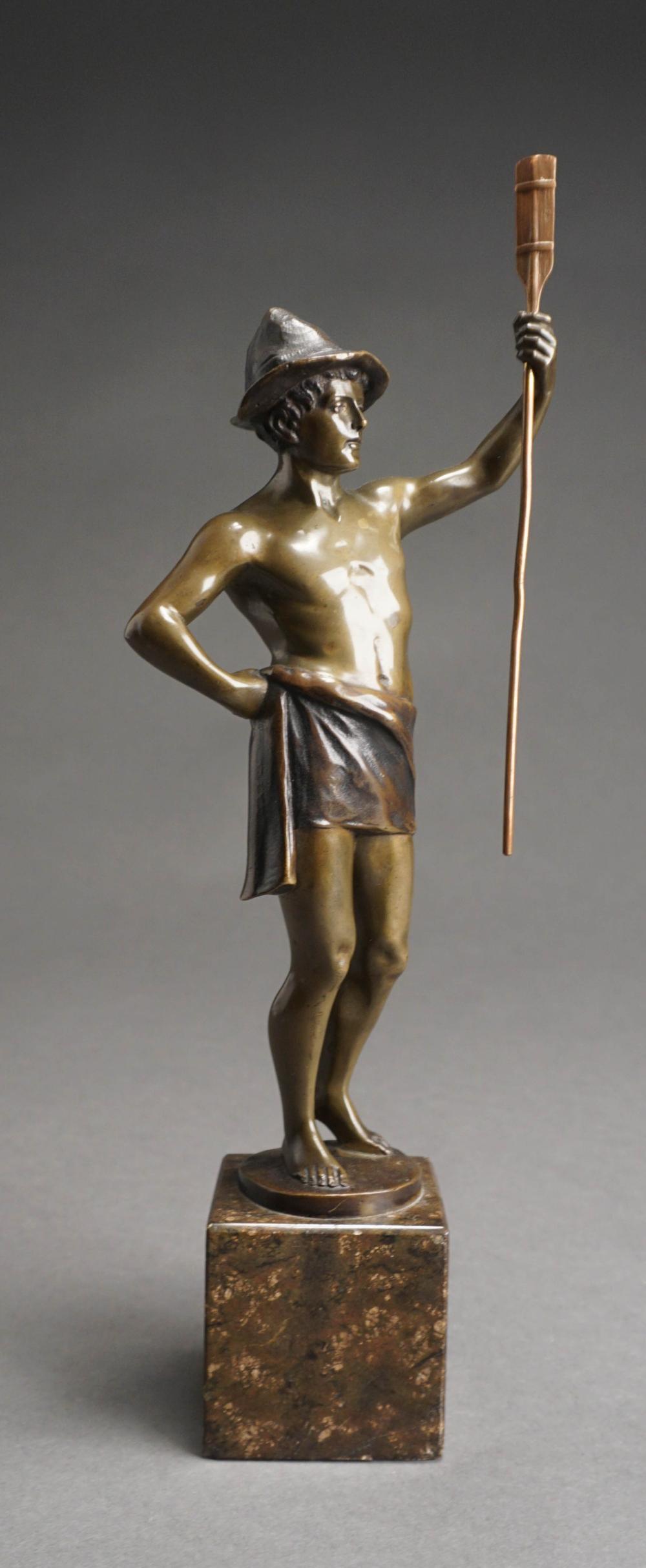 H. KECK BRONZE FIGURE OF OARSMAN,
