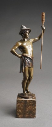 H. KECK BRONZE FIGURE OF OARSM