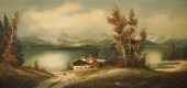 H. ROSS, GERMAN LAKE WITH DWEL