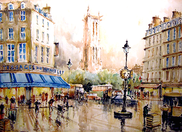 H. Stroebel, "Paris", watercolor,