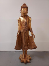 H109 THAI WOOD CARVED GILDED S