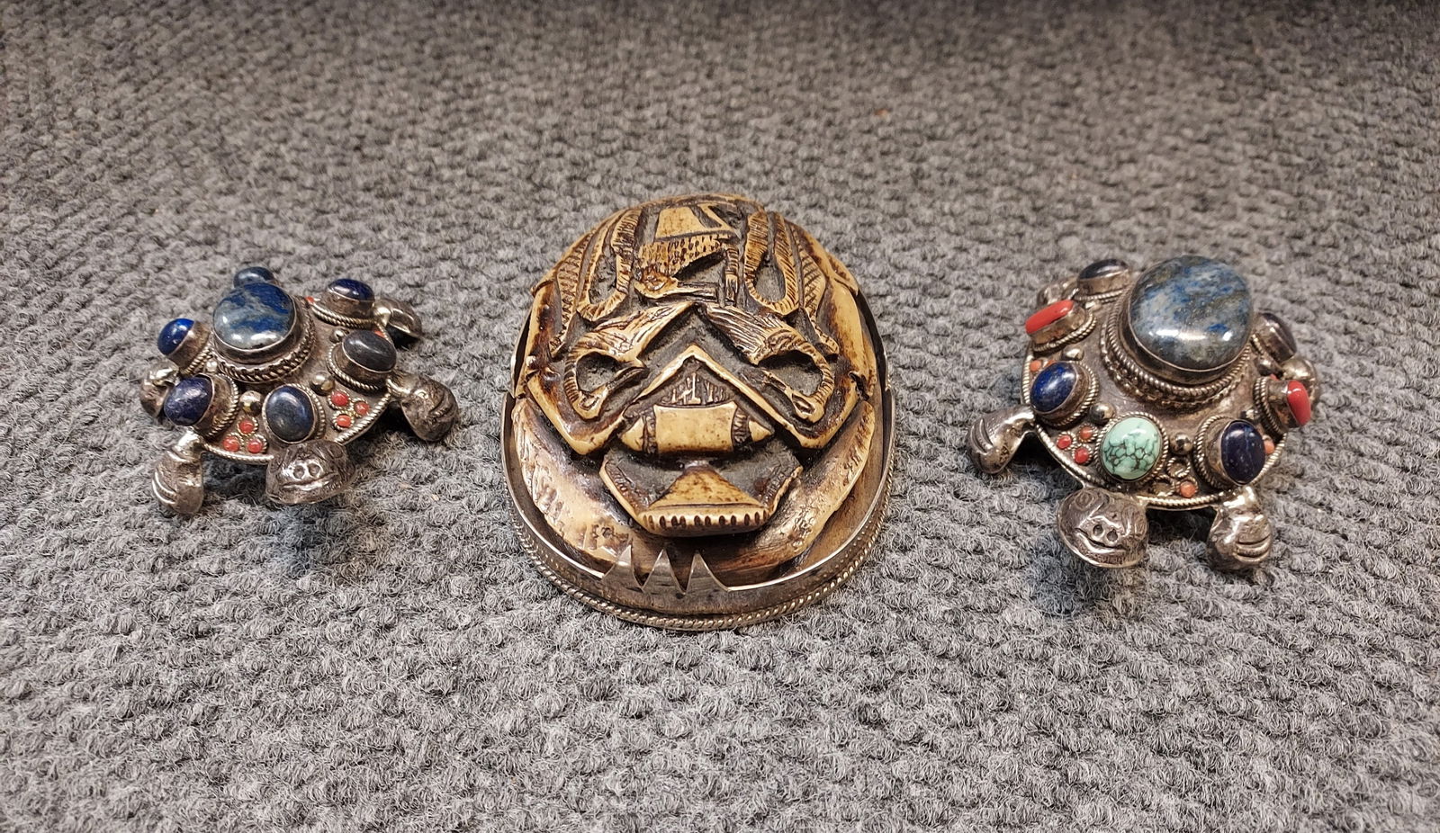 H1636 LRG SCARAB & TURTLES STERLING