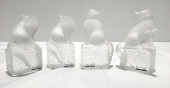 H286 4 LALIQUE CRYSTAL CAT PAP