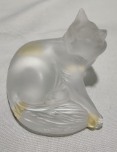 H292 LALIQUE CRYSTAL CAT "HAPP