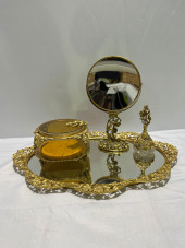 H399 4PC GILDED FLORAL VANITY