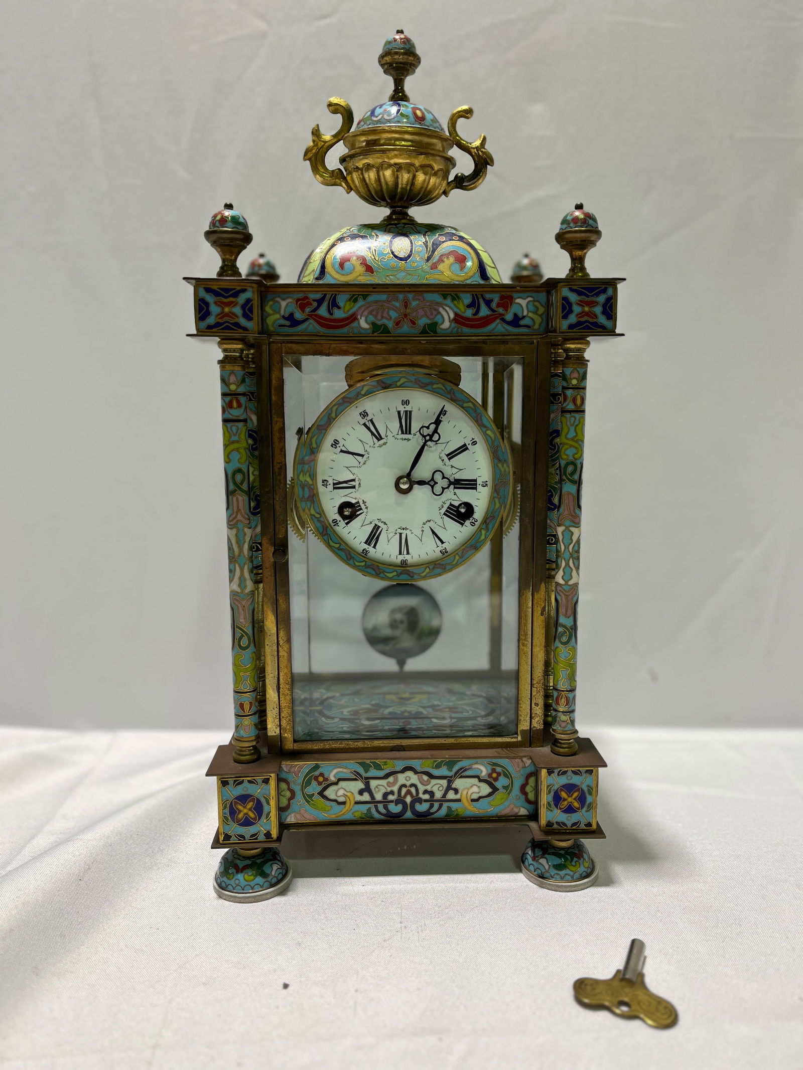 H421 CLOISONNE BRASS CRYSTAL