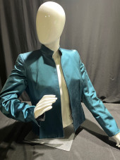 H62 AKRIS TEAL SILK JACKET W/M