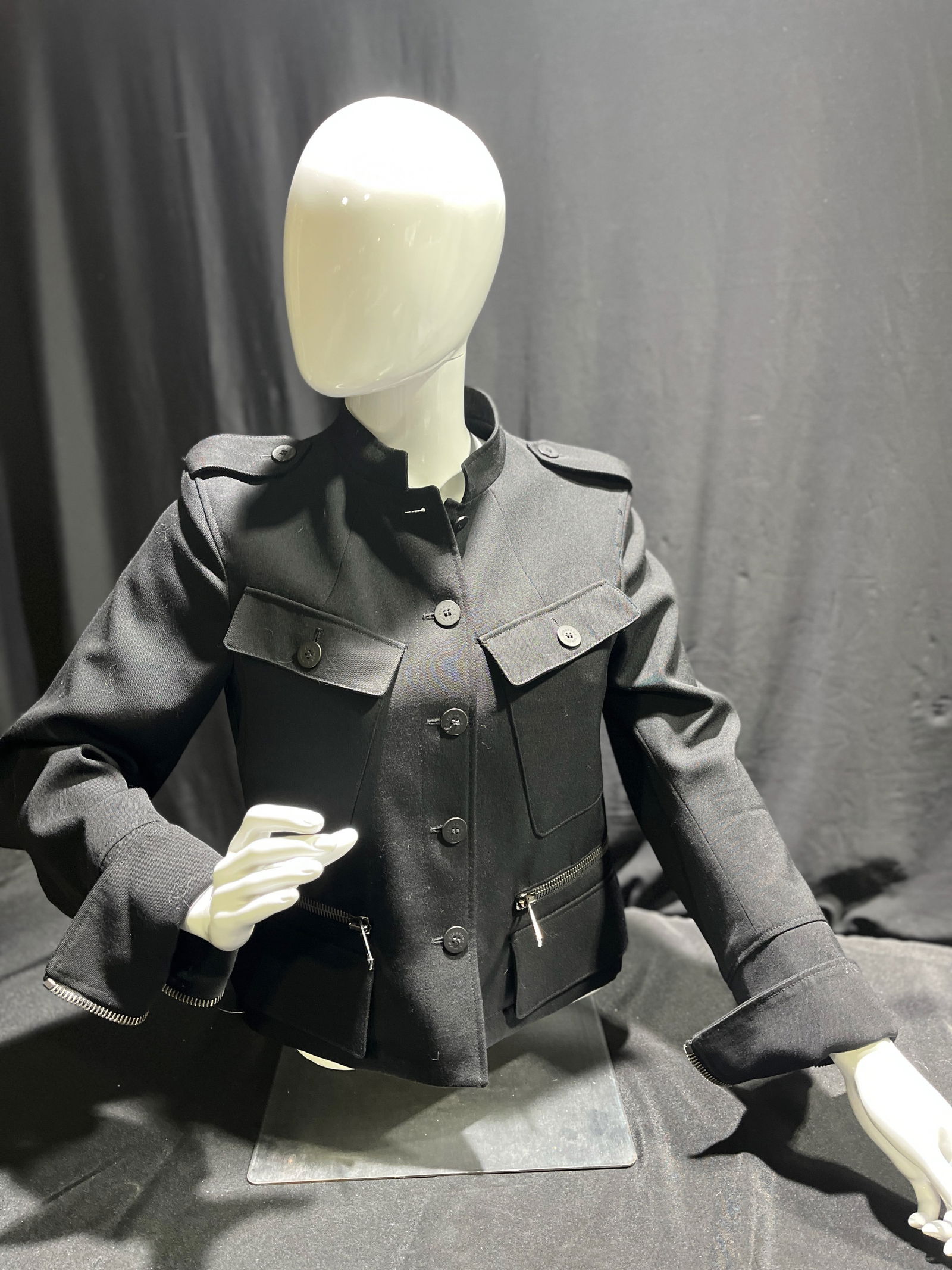 H65 BURBERRY BLACK WOOL MILITARY