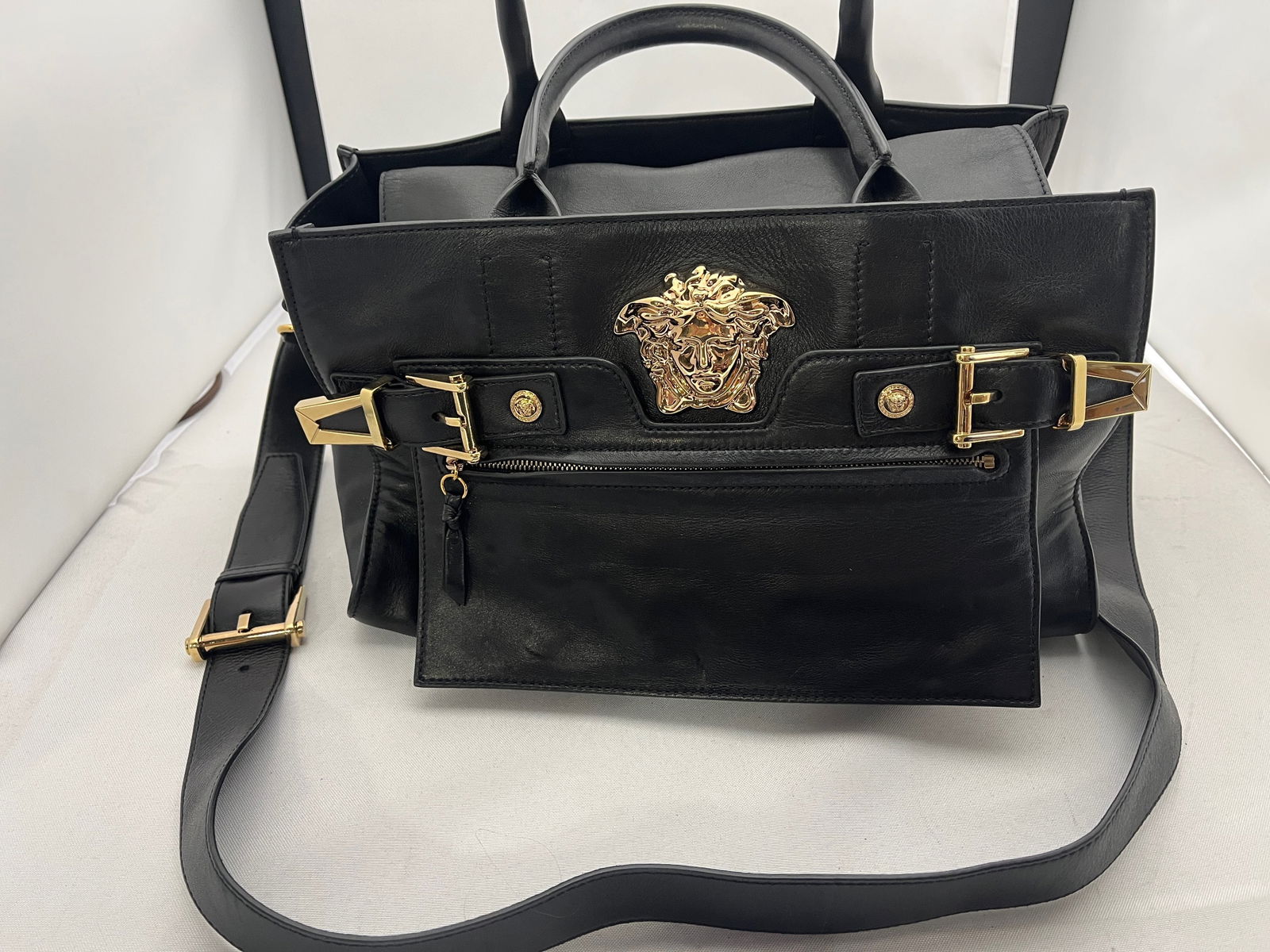 H999 VERSACE BLACK LEATHER DONNA