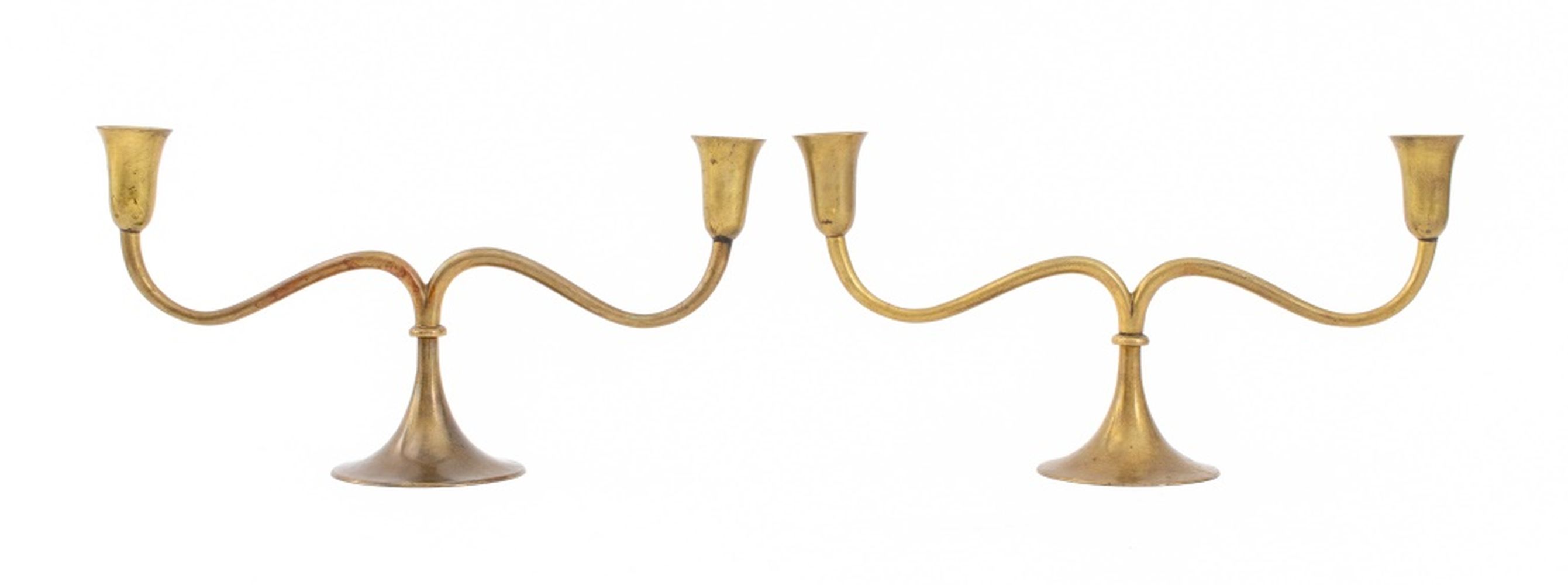 HAGENAUER BRASS TWO ARM CANDELABRA,