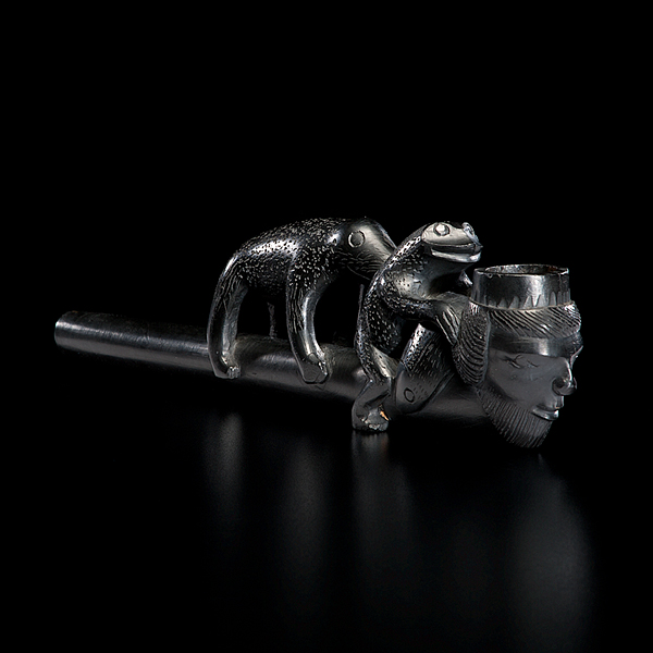 Haida Argillite Carved Figural Pipe