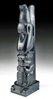 HAIDA ARGILLITE TOTEM POLE, TO