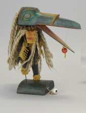 HAIDA CARVED WOOD RAVEN FIGURE