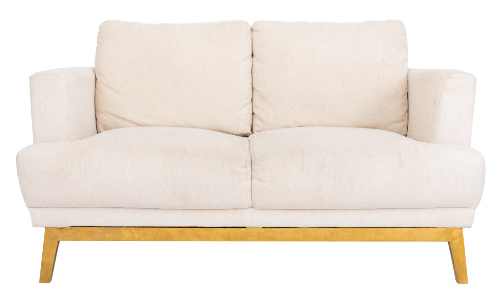 HAITIAN COTTON UPHOLSTERED BRASS