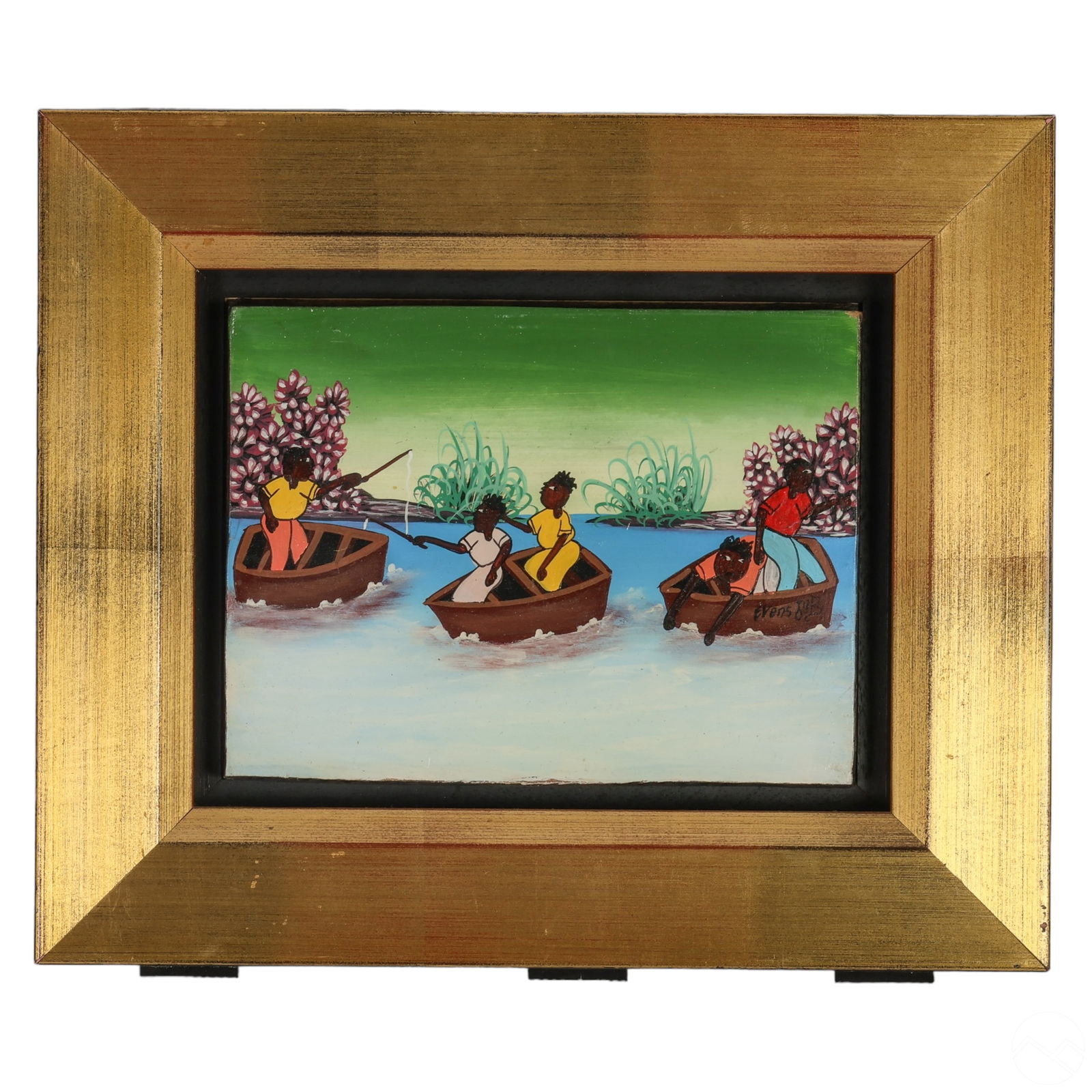HAITIAN FISHING BOAT FOLK ART