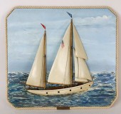 HALF HULL DIORAMA OF THE YACHT