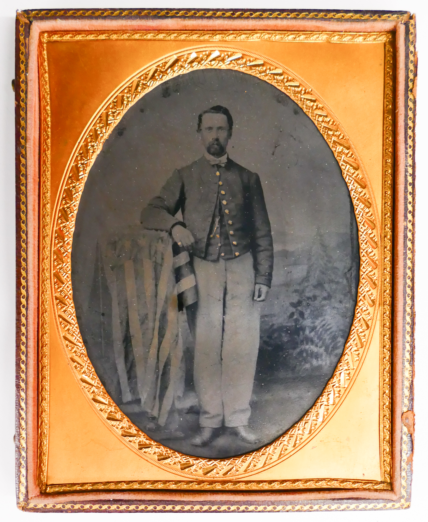 Half Plate Tintype with Man & US