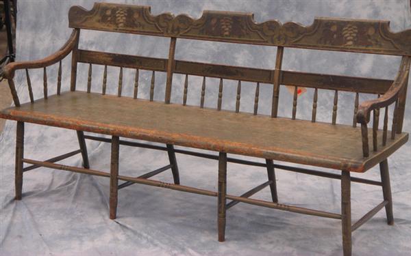 Half spindle plank seat settee with