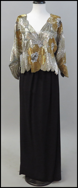 HALSTON BEADED EVENING TOP.