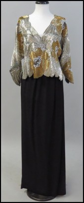 HALSTON BEADED EVENING TOP. To