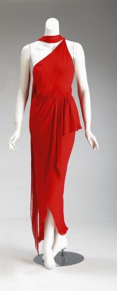 Halston red silk chiffon one-s