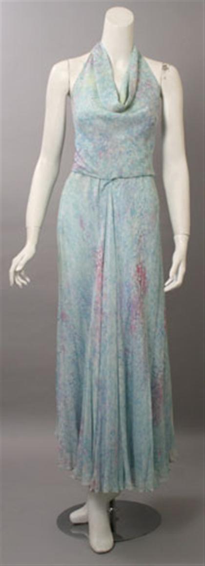 Halston silk chiffon halter dress