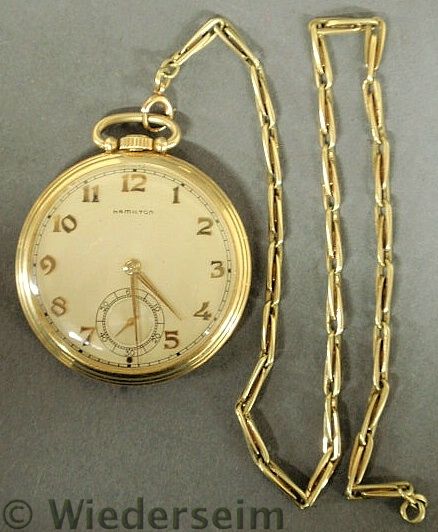 Hamilton 14k y.g. open-face