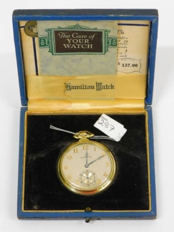 HAMILTON GOLD POCKET WATCH. 20TH