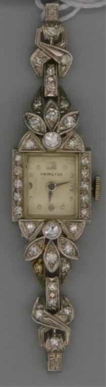 HAMILTON PLATINUM LADIES WATCH, SET