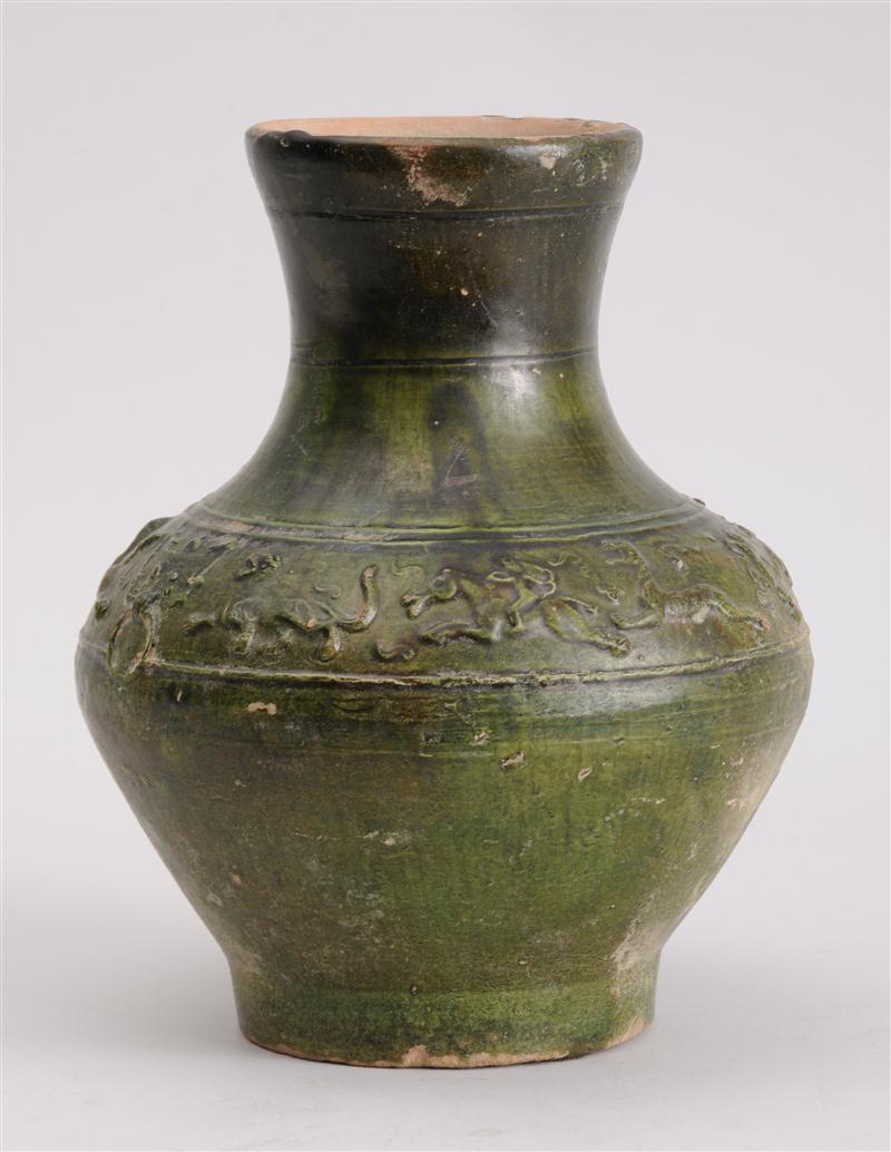 HAN GREEN-GLAZED POTTERY VESSEL The