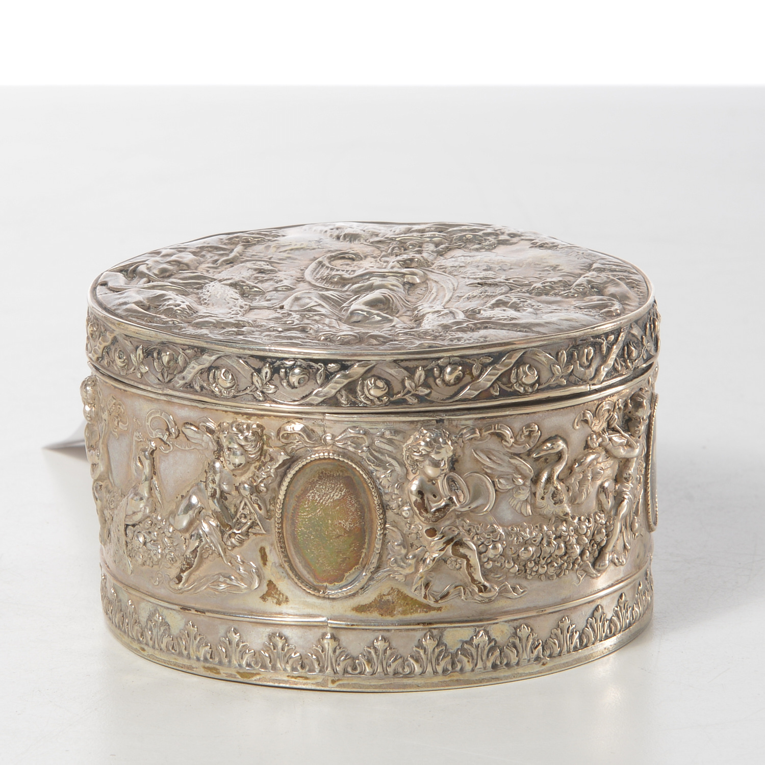 HANAU SILVER REPOUSSE DRESSER BOX
