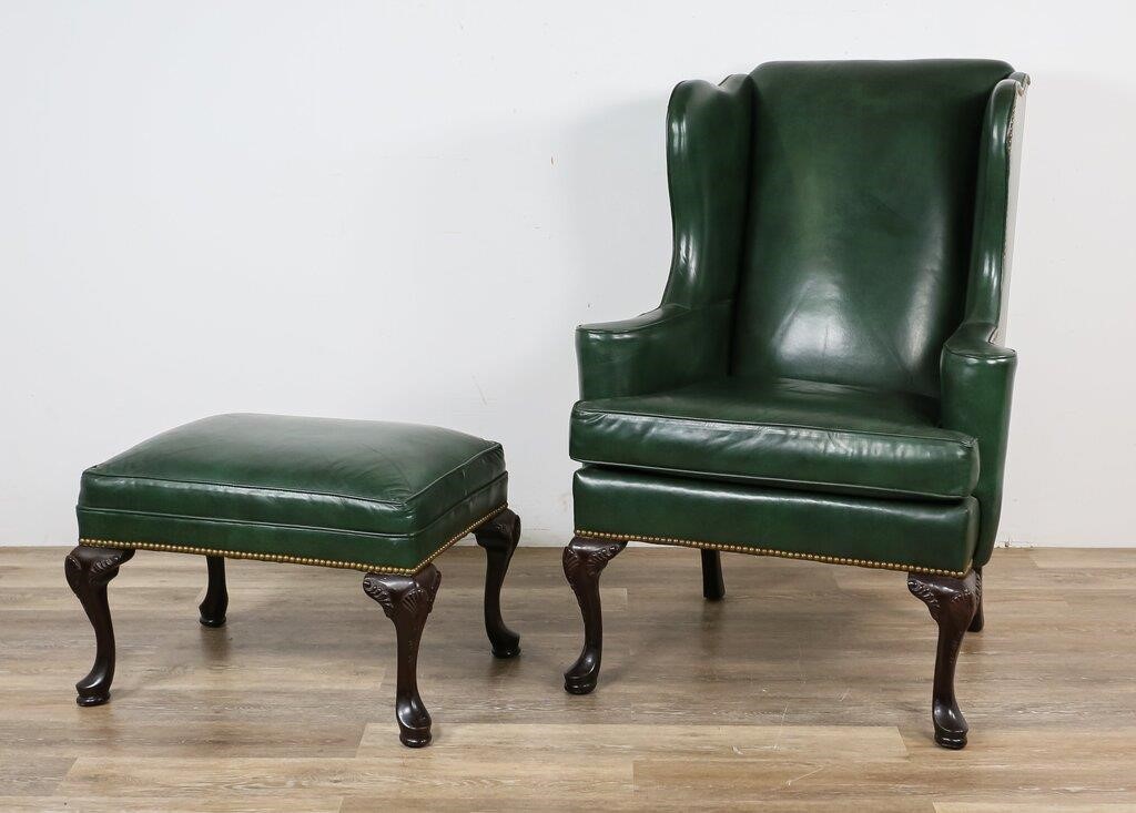 HANCOCK AND MOORE WING CHAIR AND