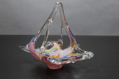 HAND BLOWN ART GLASS BASKET CA