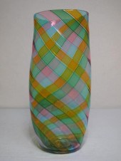 Hand blown art glass vase. Dia