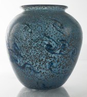 HAND-BLOWN BLUE ART GLASS VASE