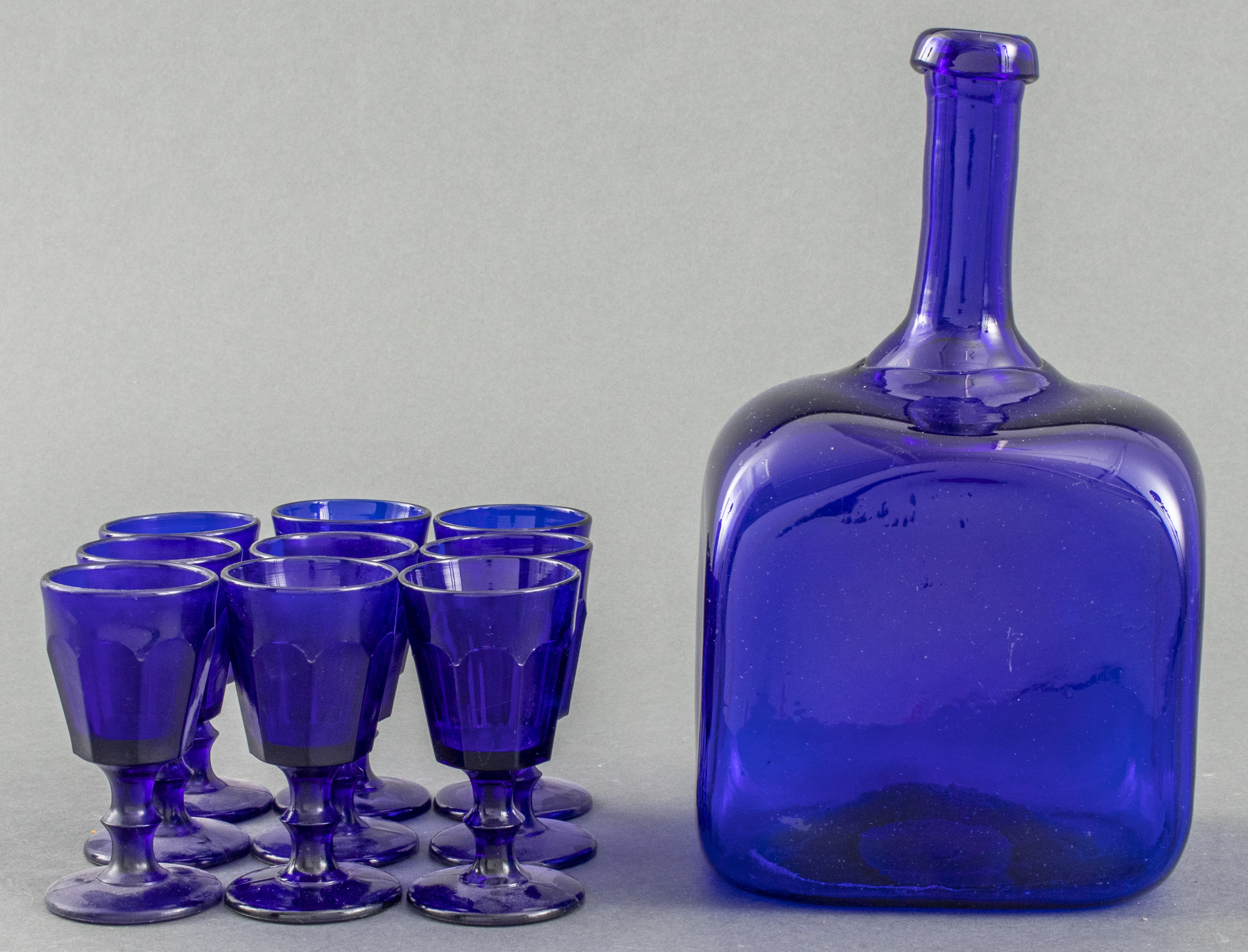 HAND BLOWN COBALT GLASS JUG &