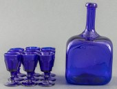 HAND BLOWN COBALT GLASS JUG &