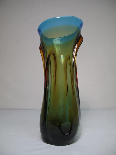 Hand blown glass vase with a