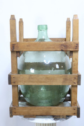 HAND BLOWN GREEN GLASS DEMIJOH