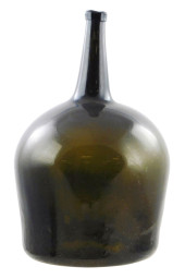 HAND BLOWN OLIVE GREEN GLASS D